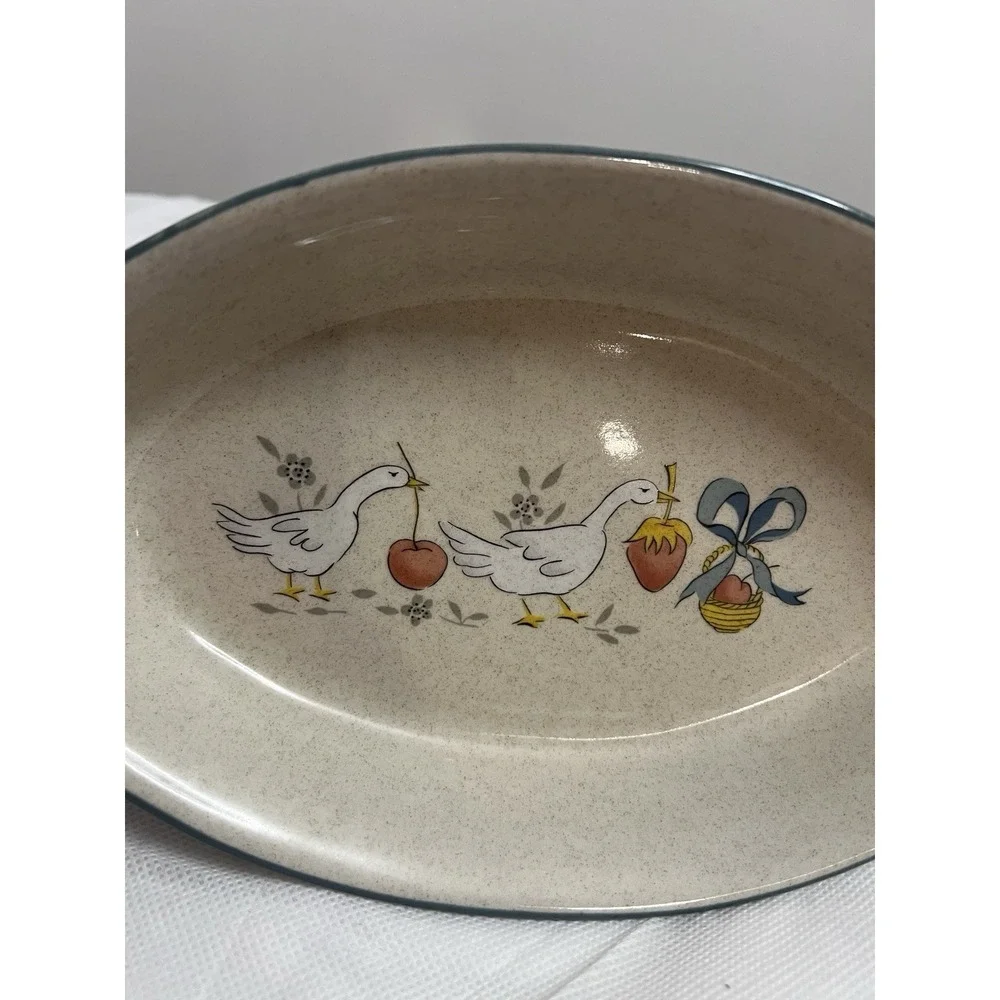 Vtg International Marmalade Goose Oval Handled Gratin Dish Vegetable Cottagecore